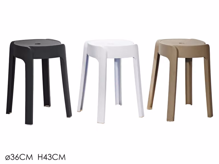 Sgabello moderno VESTIAMO CASA in polipropilene nero, diametro: 33 cm, altezza: 46 cm