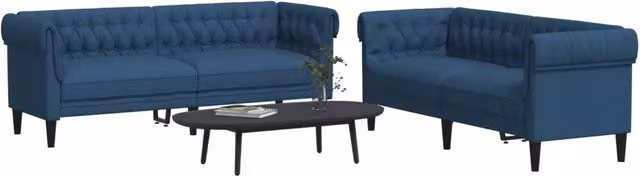 Set di 2 divani moderni vidaXL in tessuto blu con struttura in legno massiccio per il tuo soggiorno – 2