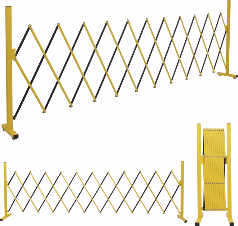 Barriera in alluminio HWC-B34, barriera a forbice, recinzione, barriera di protezione estensibile, 103x35-300 cm ~ giallo-nero