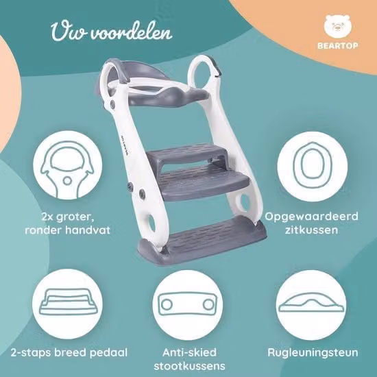 Sedia pieghevole antiscivolo per bambini per il water, colore bianco