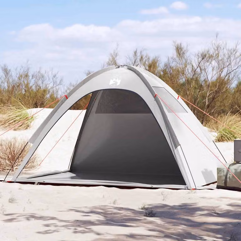 vidaXL Tenda da Spiaggia Impermeabile in Poliestere Grigia L: 210 cm, H: 130 cm