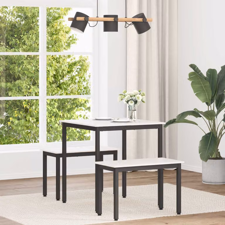 vidaXL Tavolo da pranzo moderno in pino massello bianco L: 70 cm, P: 70 cm, H: 75 cm