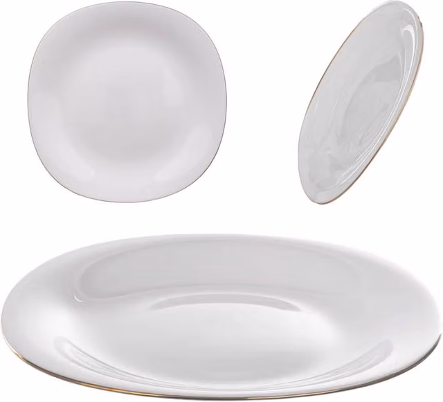 Piatto da dessert KADAX, 21,5 cm, in vetro bianco e oro, piatto piatto per torte