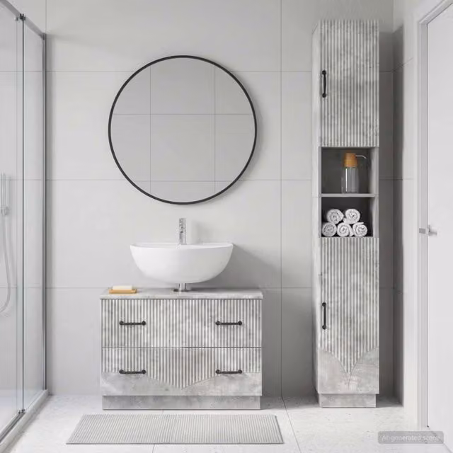 Set di Armadi da Bagno da 2 Pezzi HOORN Grigio Cemento 3417552