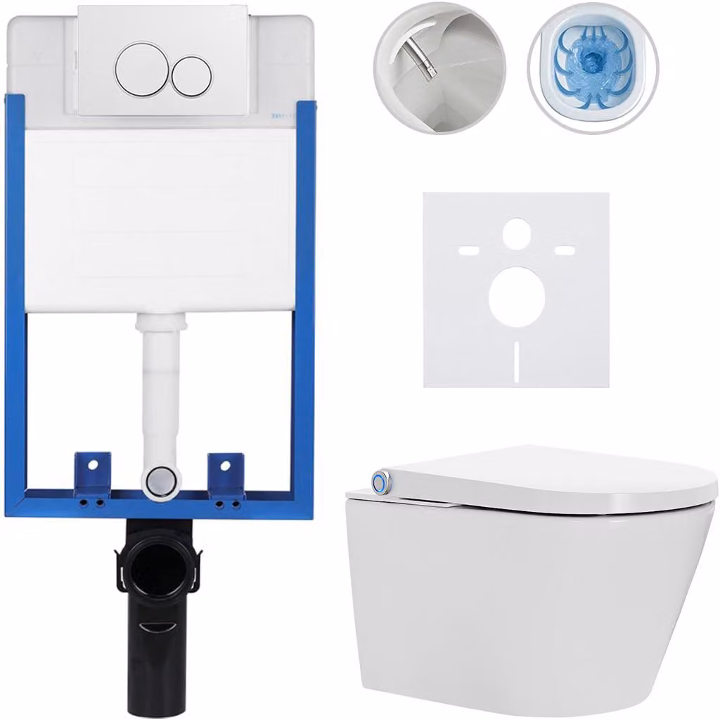 Set completo per WC Profi/Cronus Standard - bianco lucido - pulsante per WC modello Duo/bianco - da incasso - 59,3x38,4 cm