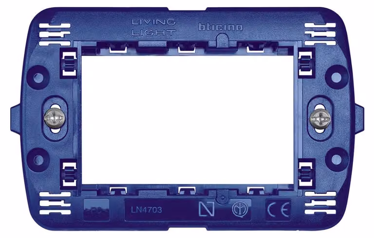 Bticino LivingLight Supporto Plastica Blu Scatola 3 Moduli LN4703