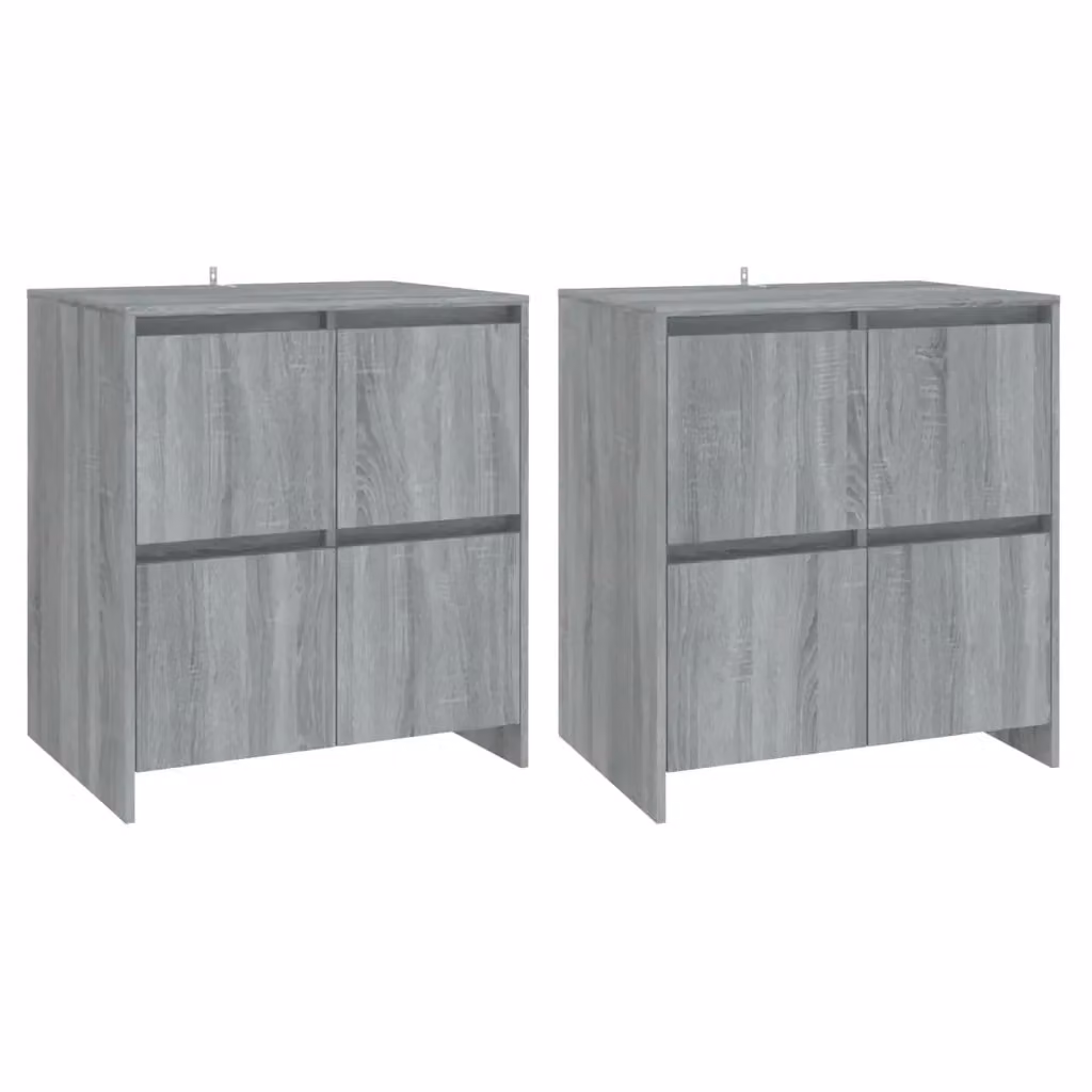 Set di 2 credenze vidaXL in legno multistrato e MDF, colore grigio, L 70 cm x P 41 cm x H 75 cm – 2