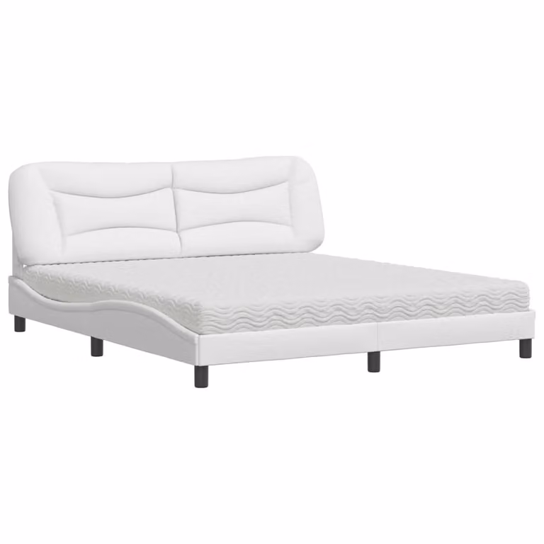 Letto con Materasso Hvar Bianco 180x200 cm in Pelle finta