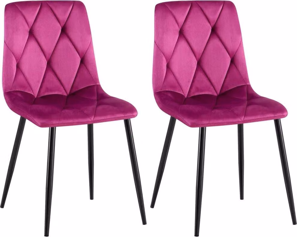 set di 2 sedie da pranzo - Sedie da pranzo - Elevato comfort di seduta - Rivestimento in velluto