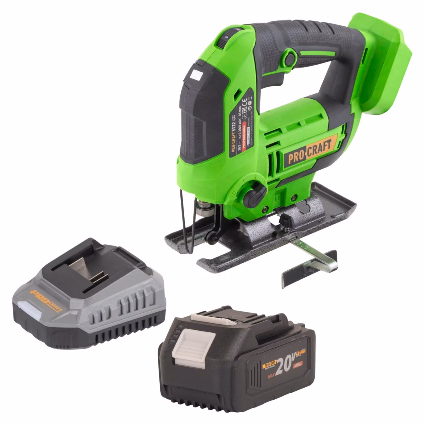 Seghetto alternativo a batteria Procraft ST22 20 V 80 mm Brushless + 1x batteria 4,0 Ah + caricabatteria