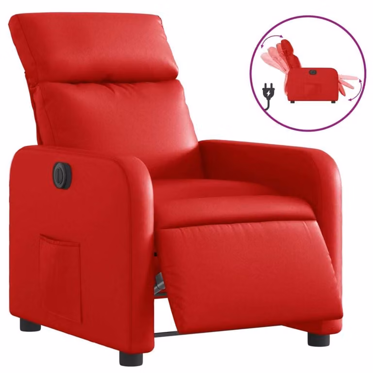 Poltrona Reclinabile Elettrica Rossa in Pelle finta