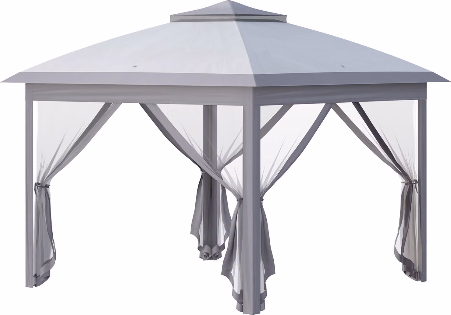 Gazebo Outsunny 3,3x3,3 m, idrorepellente, resistente all'inverno, gazebo pieghevole pop-up con doppio tetto, protezione UV, tenda pieghevole per feste, tenda da giardino con pannelli laterali, borsa, gazebo da giardino per campeggio, grigio