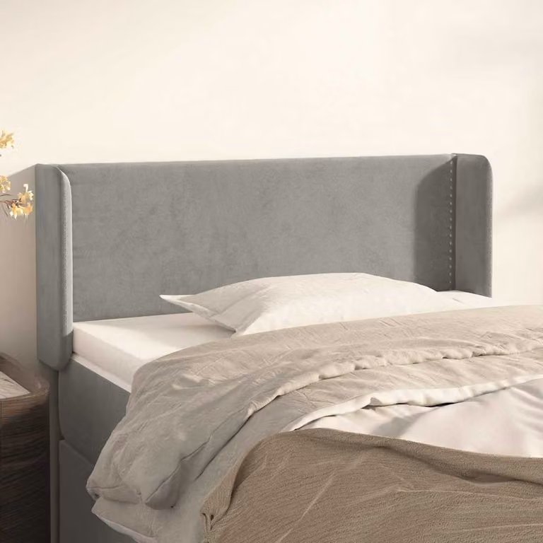 Testiera ad orecchio vidaXL in velluto grigio chiaro L: 83 cm, P: 16 cm, H: 78-88 cm