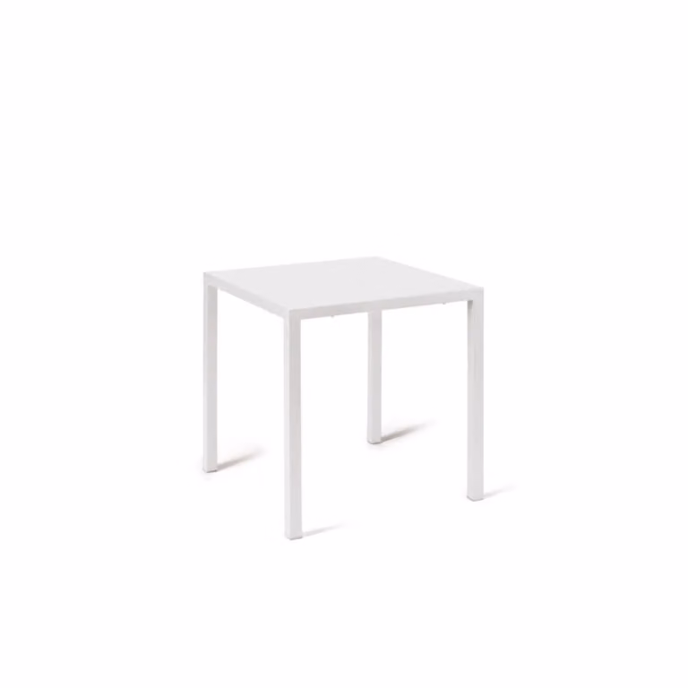 Tavolo TOLONE in metallo bianco 80×80 cm, impilabile