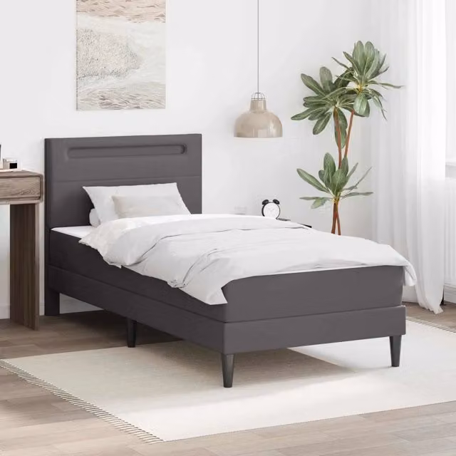 Struttura del letto con testiera-Giroletto Grigio 100 x 200 cm Similpelle 930722