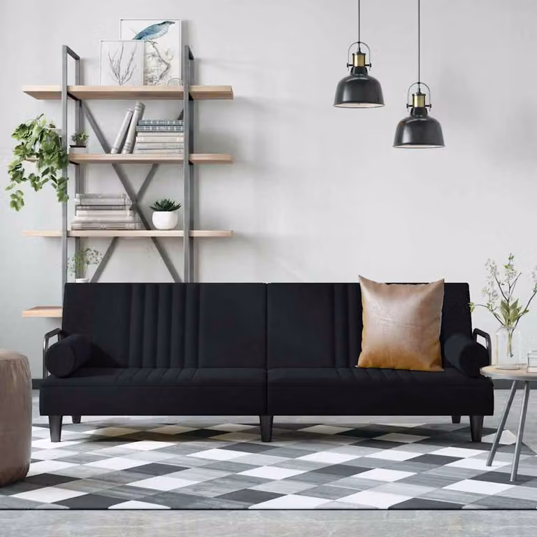 vidaXL Divano Letto Moderno con Braccioli in Velluto Nero