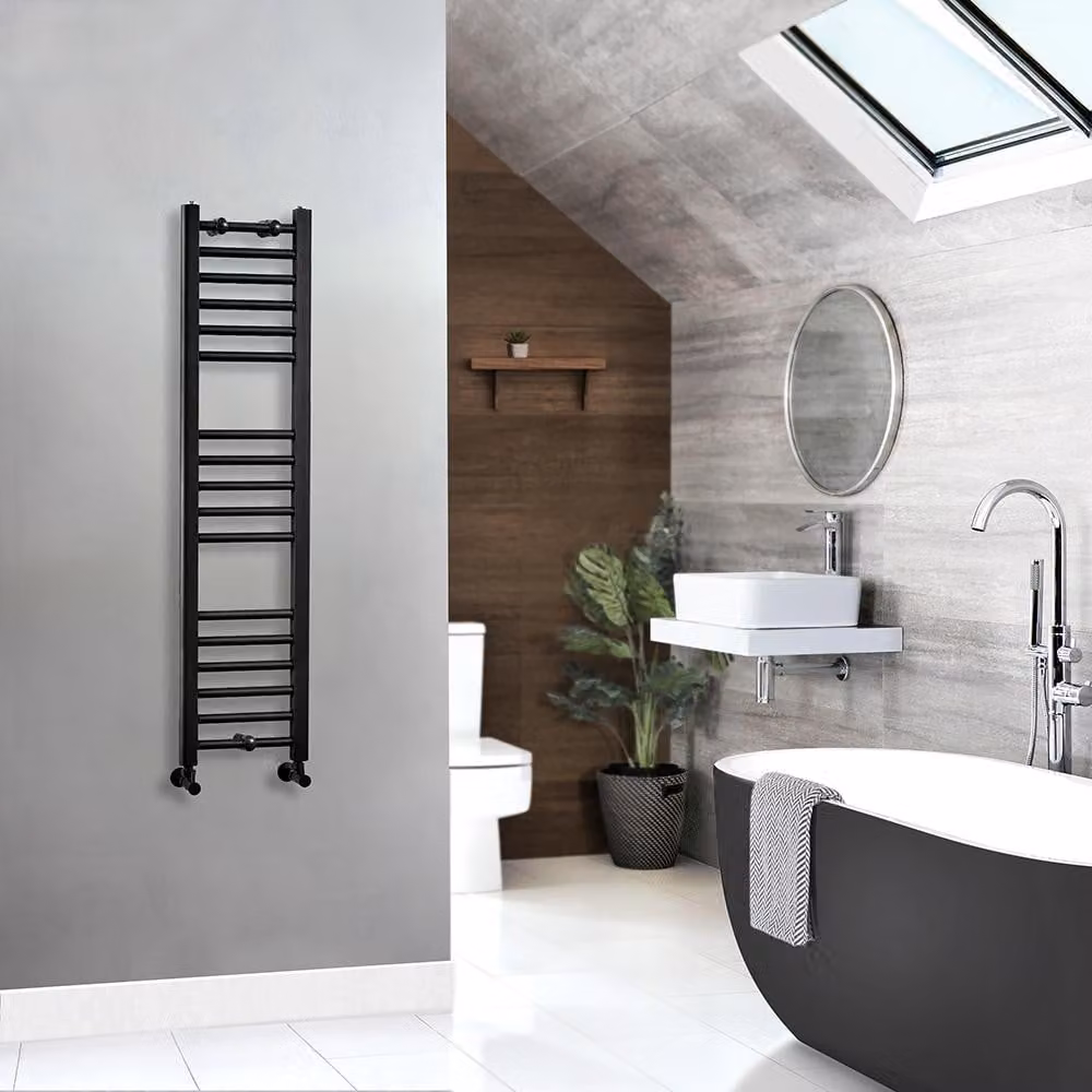 Scaldasalviette Piatto Moderno - Nero - 1200mm x 300mm - Nox