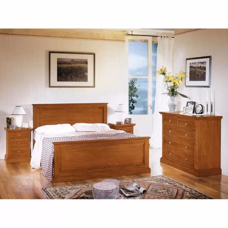 Letto matrimoniale classico in legno di pino color noce Mobili 2G L/P/H: 173 x 110 x 209 cm – 4