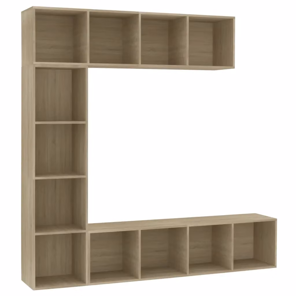 Set di mobili libreria e porta TV da 3 pezzi vidaXL in Rovere Sonoma, L 180 cm x P 30 cm x H 180 cm – 2