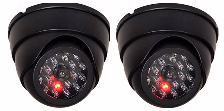 Set di 2 telecamere fittizie a cupola, simulate, con LED a infrarossi