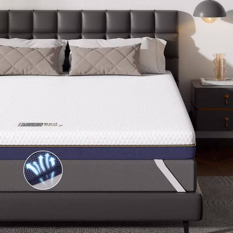 Topper per materasso, dimensioni 90x200 cm, altezza 7,5 cm, realizzato in memory foam con tecnologia a base di gel, adatto a materassi con rigidità H3 e H2