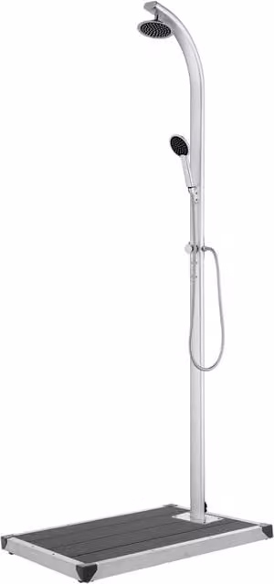 Doccia da giardino standard in alluminio grigio con base da 220 cm