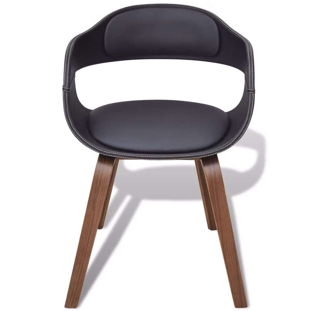 Sedie da Pranzo 2 pz Nere in Legno Curvato e Pelle finta