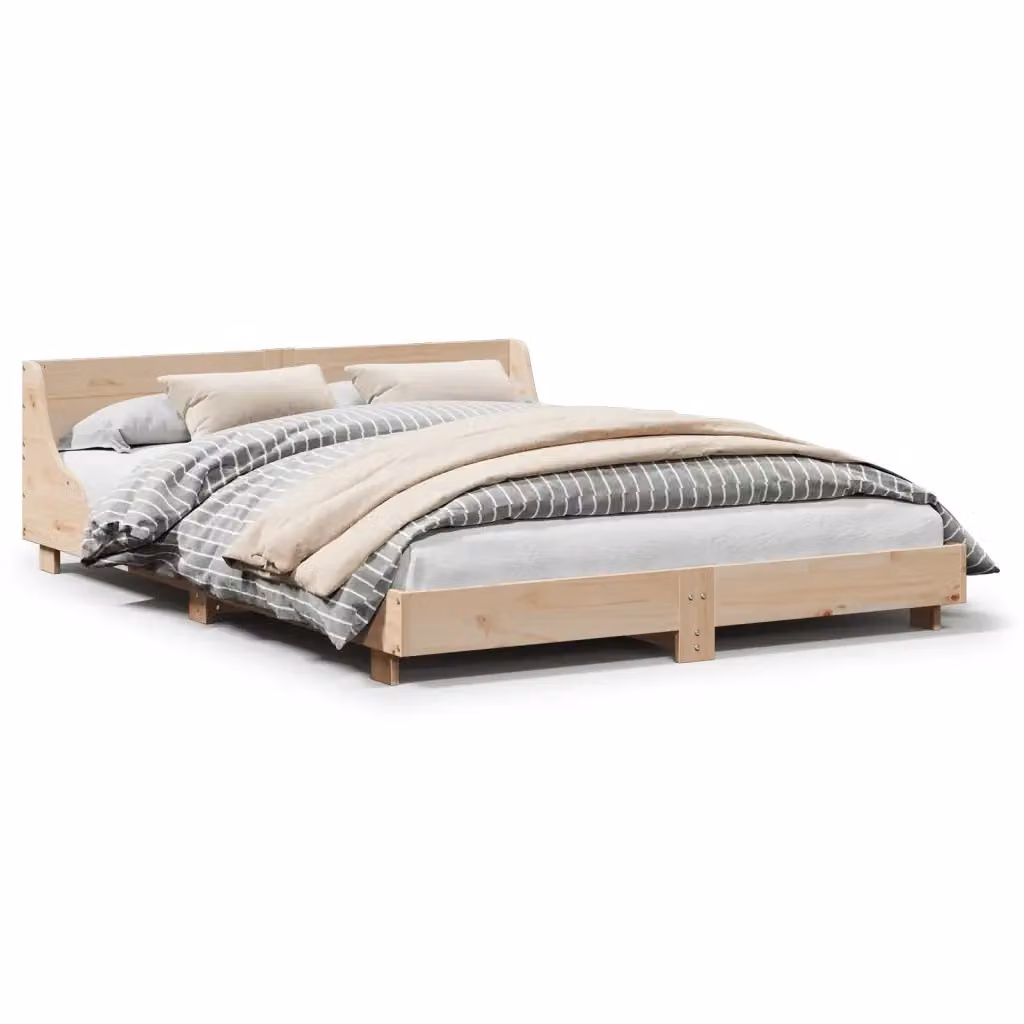 Letto senza materasso vidaXL in legno massello di pino marrone L: 120 cm, P: 200 cm – 2