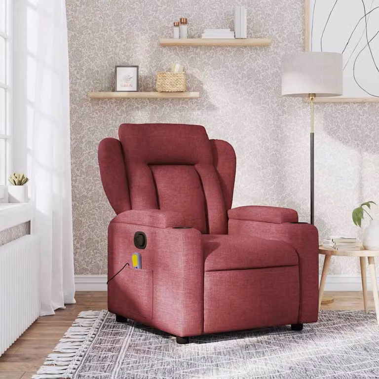 Poltrona Reclinabile Relax vidaXL in Tessuto Rosso con Braccioli e Reclinazione Manuale