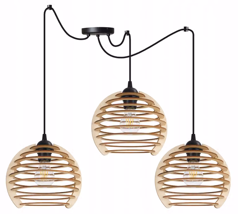 Lampada a sospensione, lampadario da soffitto, legno, paralume LED