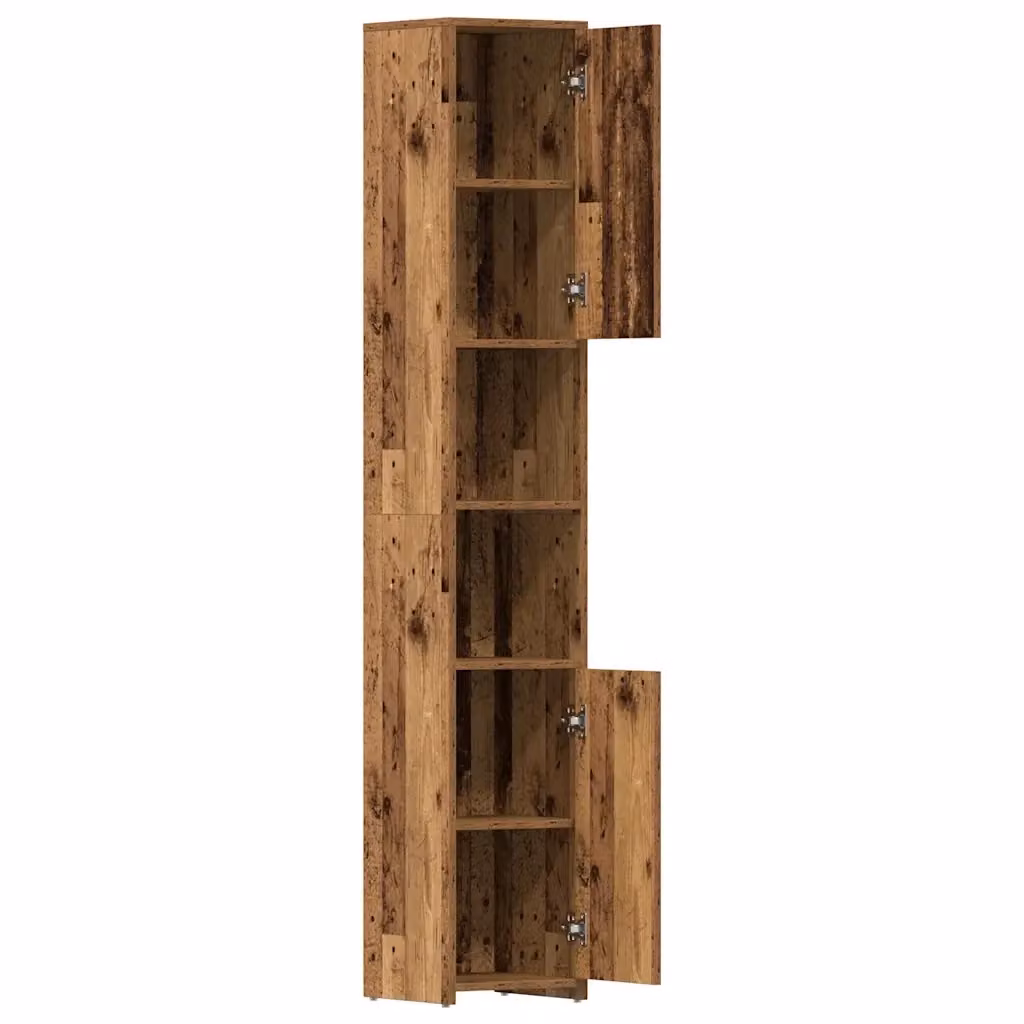 Mobiletto da bagno sospeso HELLOSHOP26 con vano contenitore effetto legno anticato marrone L/P/H: 30 x 30 x 183,5 cm – 2