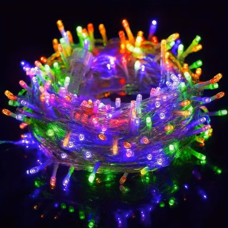 Catena luminosa da 10 metri, con 100 LED, alimentata a batteria, impermeabile, 8 modalità