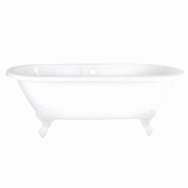 Vasca da Bagno Freestanding a Doppia Estremità con Bordo Arrotondato - 1780 x 825mm con Piedini Tradizionali Bianchi - Legend