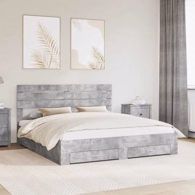 Struttura del letto con cassetto Grigio cemento 200 x 200 cm 3411611