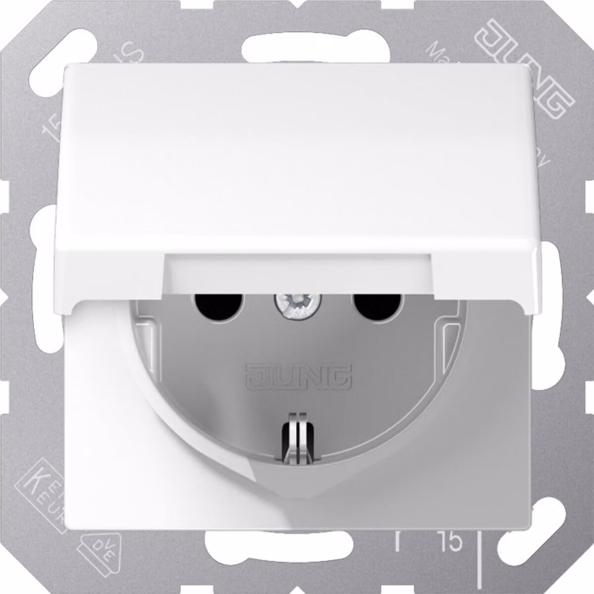 Jung AS 1520 KL WW Presa di corrente con coperchio incernierato bianco alpino AS500