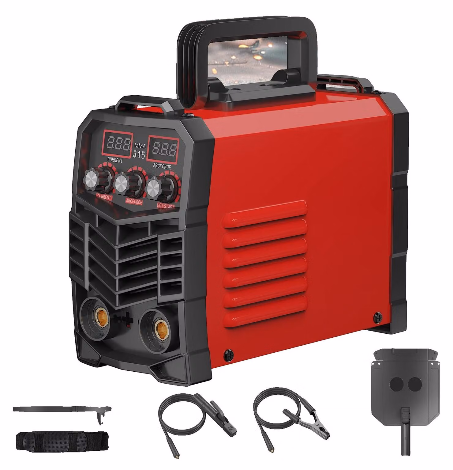 Saldatrice, inverter a doppio display, design compatto, colore rosso