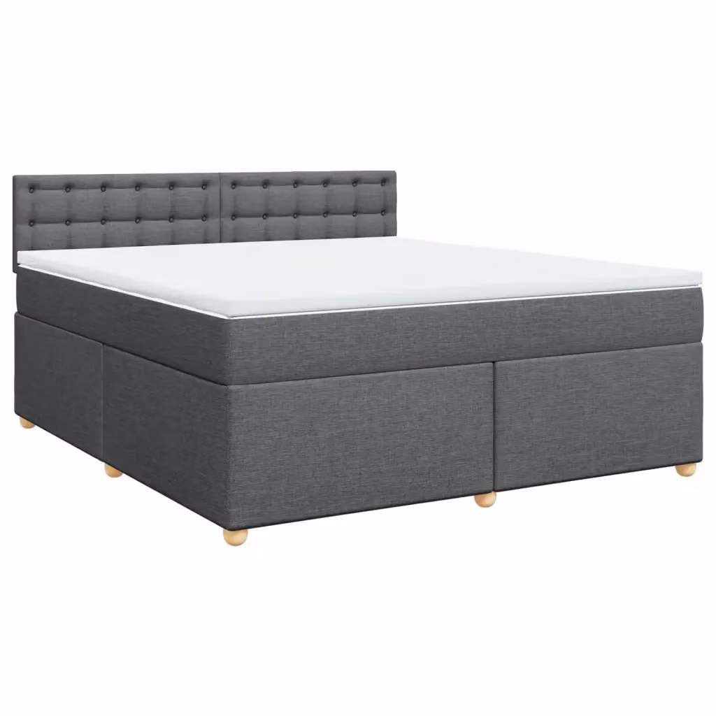 Letto Ibrido vidaXL con Giroletto a Molle e Materasso in Tessuto Grigio e Bianco L/P/H: 180 x 200 cm – 2