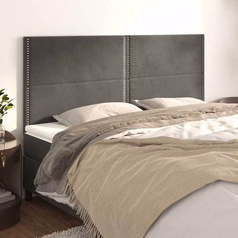 Testiera per letto vidaXL in velluto grigio scuro, L: 160 cm, P: 5 cm, H: 118/128 cm