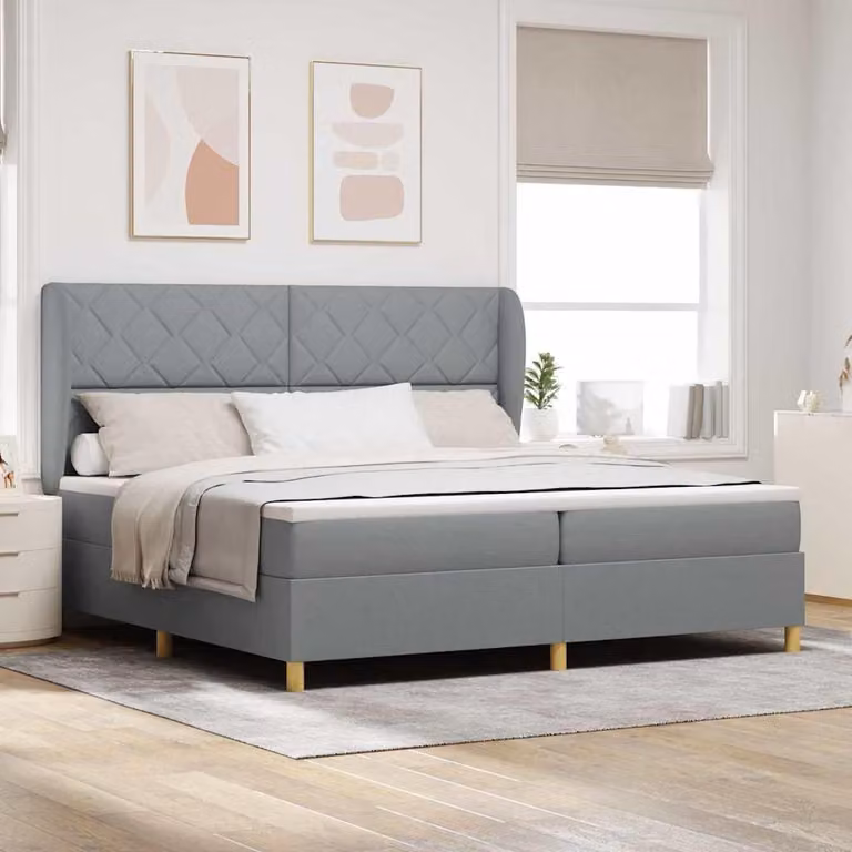 Maison Exclusive - Letto boxspring con testiera grigio chiaro 200 x 200 cm in tessuto