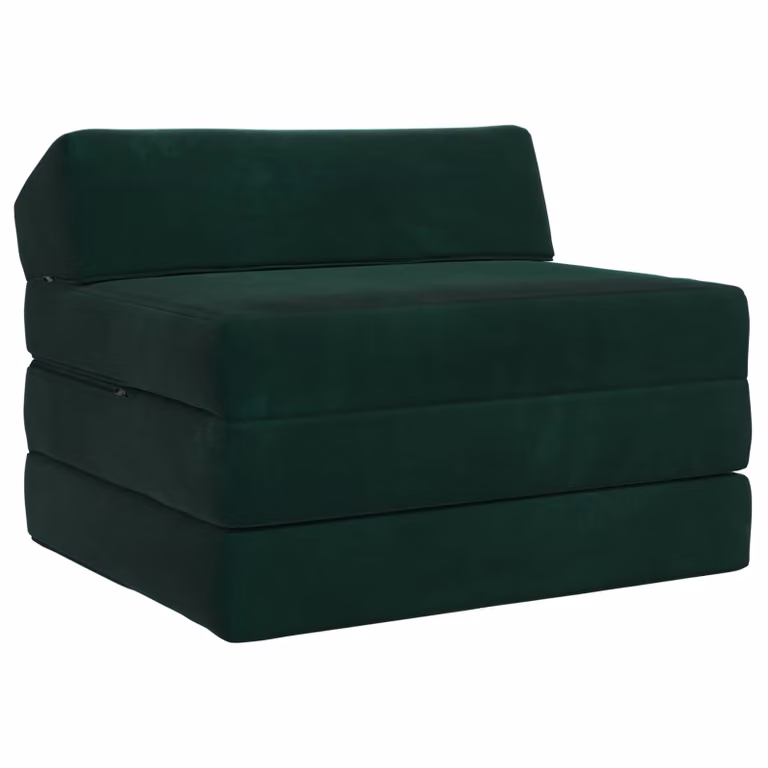 vidaXL Divano Letto Pieghevole in Velluto Verde Scuro L: 200 cm, P: 70 cm, H: 10 cm