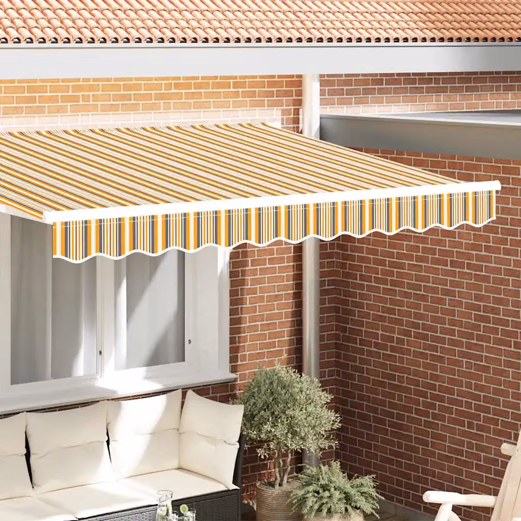 Mantovana di ricambio per tenda da sole vidaXL in poliestere, strisce arancioni e nere, L: 235 cm