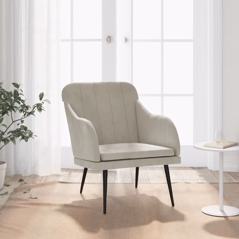 The Living Store poltrona grigio chiaro 63x76x80 cm in velluto