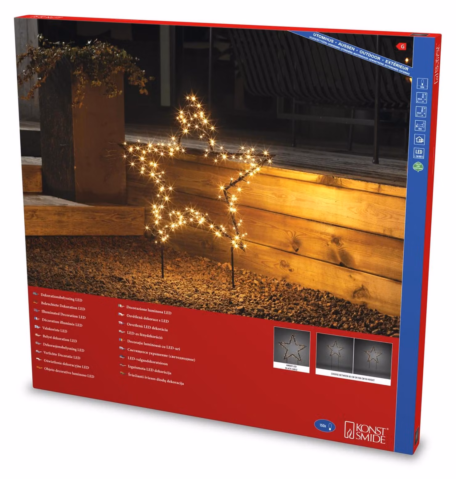 Stella a LED in metallo, colore nero, con 150 diodi ambrati, grado di protezione IP44, potenza 3,6 W