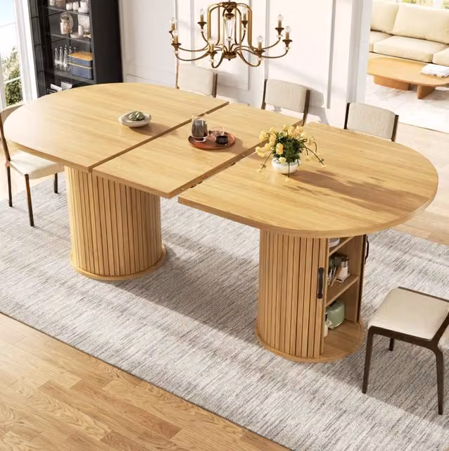 Tavolo da pranzo estensibile 150-190x80 cm naturale MDF con vano nascosto
