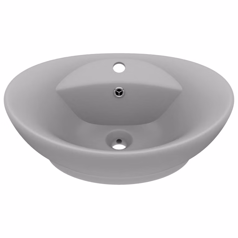 Lavabo con Troppopieno Ovale Turchese Grigio 58,5x39 cm Vetroceramica