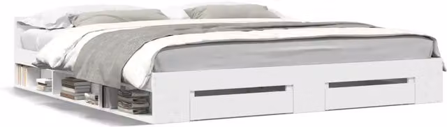 Letto matrimoniale | Letto per adulti | Giroletto con Cassetti Bianco 180x200 cm in Legno Multistrato