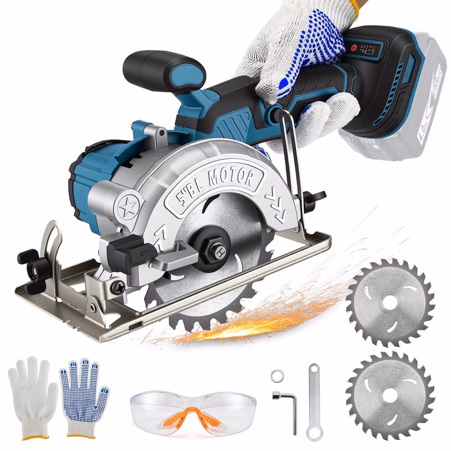 Sega circolare portatile, 7000 giri/minuto, motore brushless, mini tagliaerba per batteria da 18V