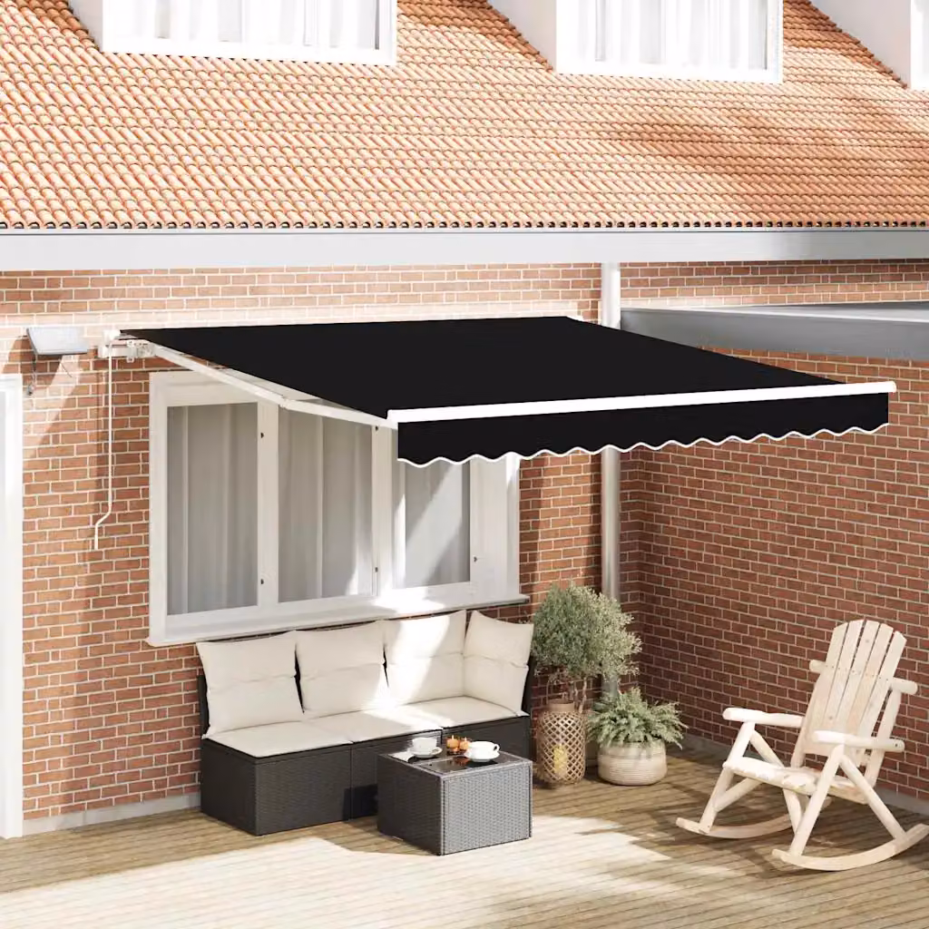 vidaXL Tenda retrattile Nero 300 x 250 cm Tessuto e Alluminio