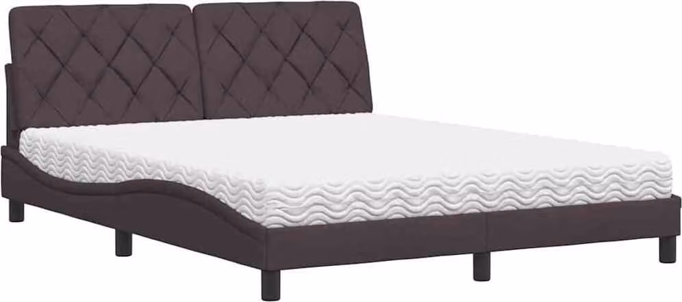 Letto con materasso in tessuto marrone scuro 160x200 cm