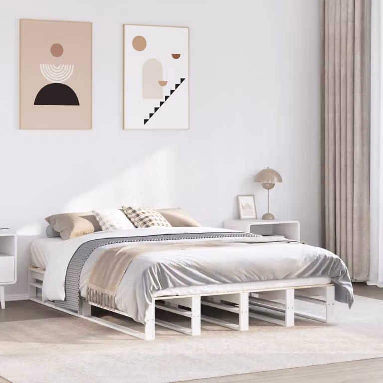 Letto senza materasso vidaXL in legno massello di pino bianco L/P: 150 x 200 cm